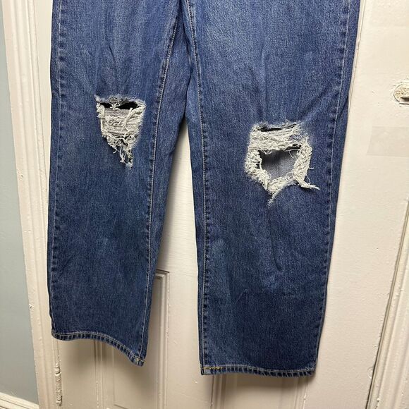 Wild Fable Jeans Womens 8/29 Blue Denim Distressed High Rise Baggy Wide Leg NWT - Picture 3 of 9